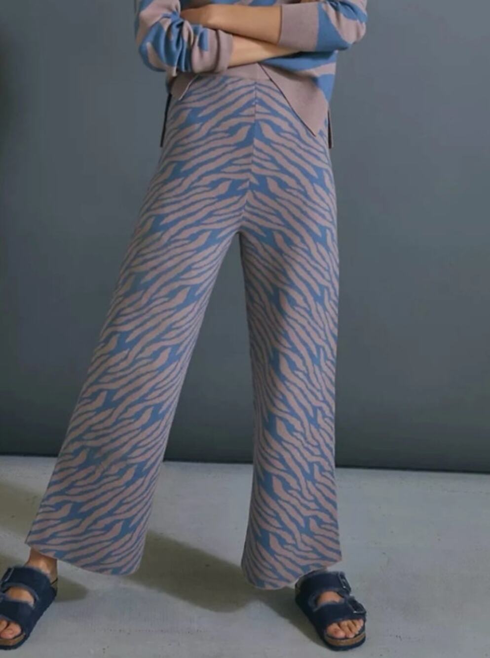 Saturday Sunday X Anthropologie Avery Knit Zebra Print Sweater Pants, Size M